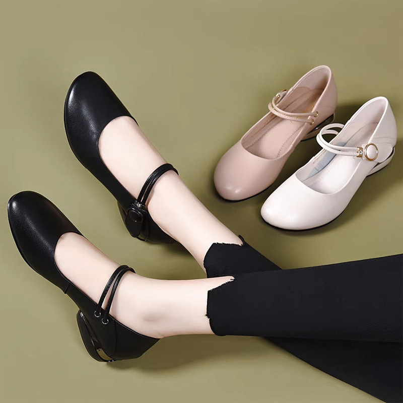 Fashionable Chunky-heel Flat Womens Shoes