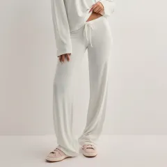 Women's Solid Colour Sports And Leisure Drawstring Trousers - White - View 1
