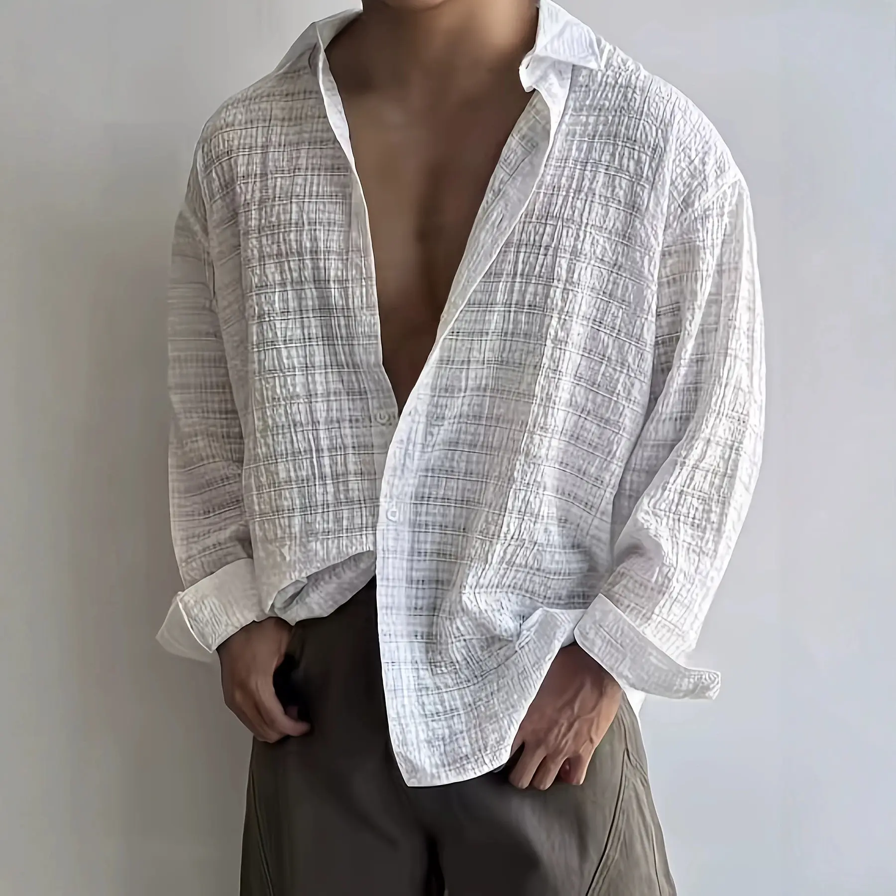 Mens Long-sleeve Shirt Stylish Elegant And Minimalist