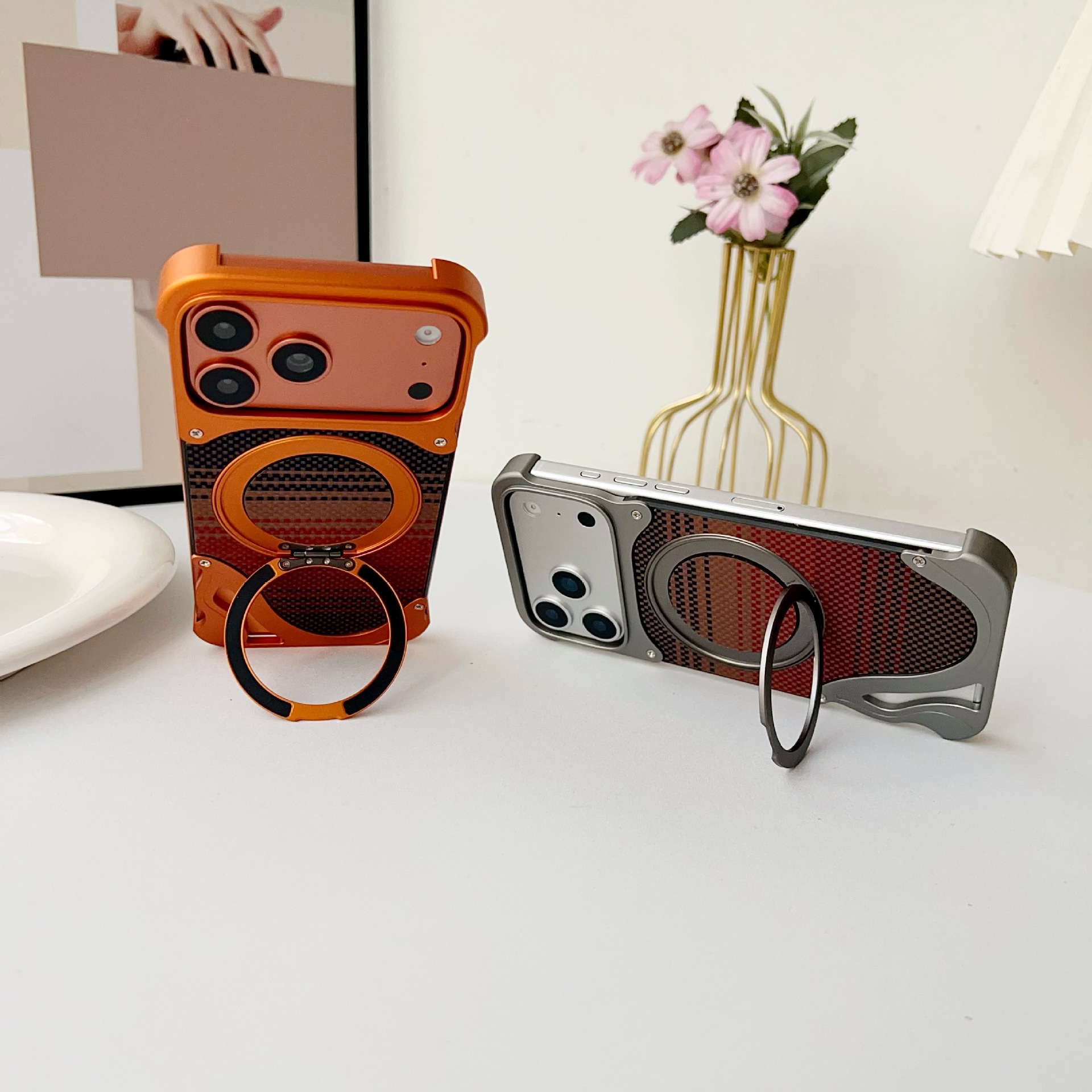 Metal Magnetic Mount Carbon Fiber Backplate Protective Case