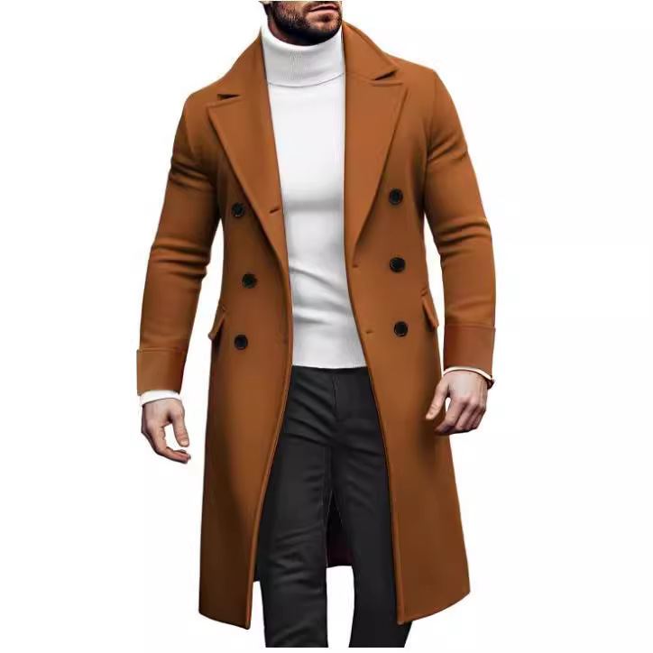 Woolen Large Overcoat Male Double-breasted Coat - Image 2