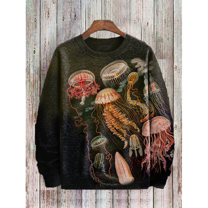 Women's 3d Digital Printing Casual Round Neck Pullover Sweater - Picture 3 of 5