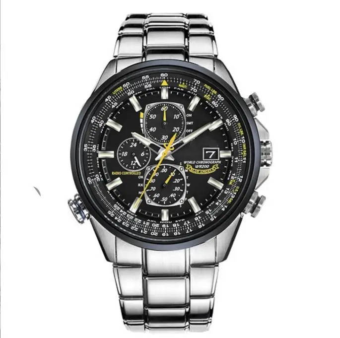Men's Steel Belt Leather Quartz Full-function Blue Angel Hand Watch