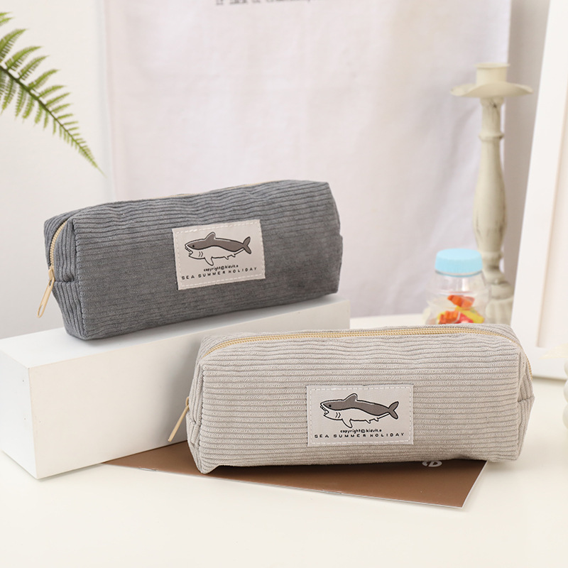 Shark Embroidery Pencil Case Cute For Primary And Secondary School Students — image 1