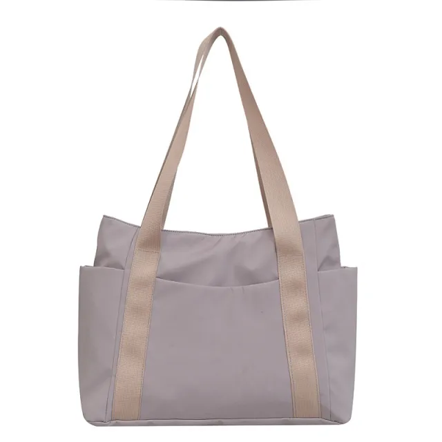 New Japanese Style Solid Color Tote Bag Shoulder Bag Casual Simple Canvas Handbag Gray - Shop at LoveMi