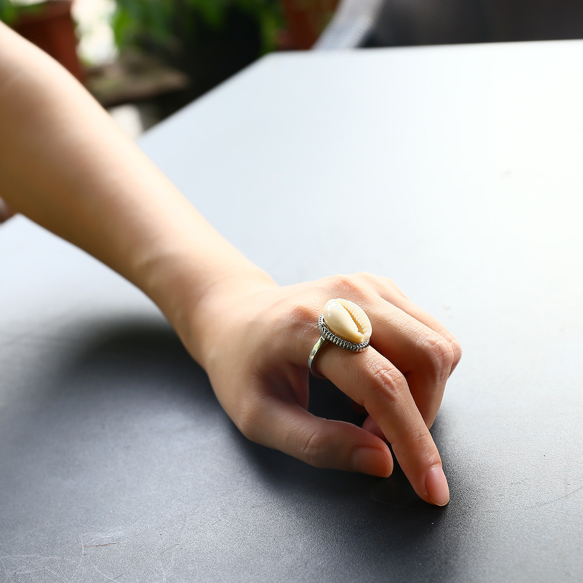 Simple Opening Ethnic Style Creative Shell All-Match Ring