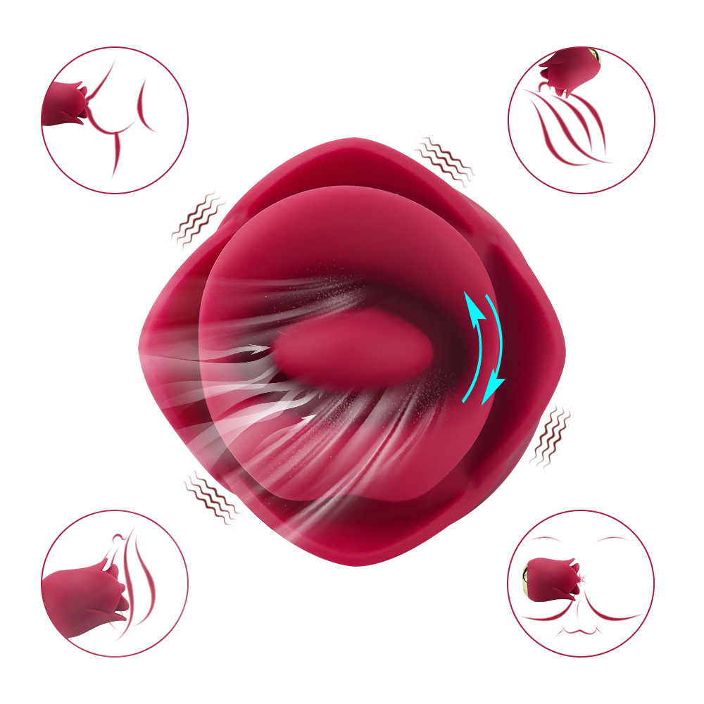 Bite Tongue Licking Red Lips Rose Vibrators 3