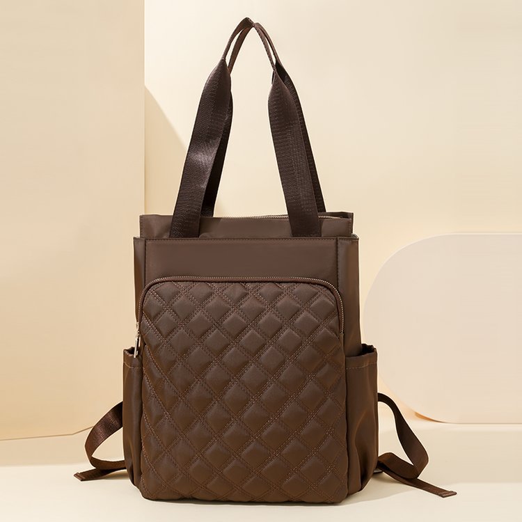 Stylish Casual Dual-handle Backpack With Embroidered Diamond-pattern Designversatile And Perfect For Everyday Use For Women