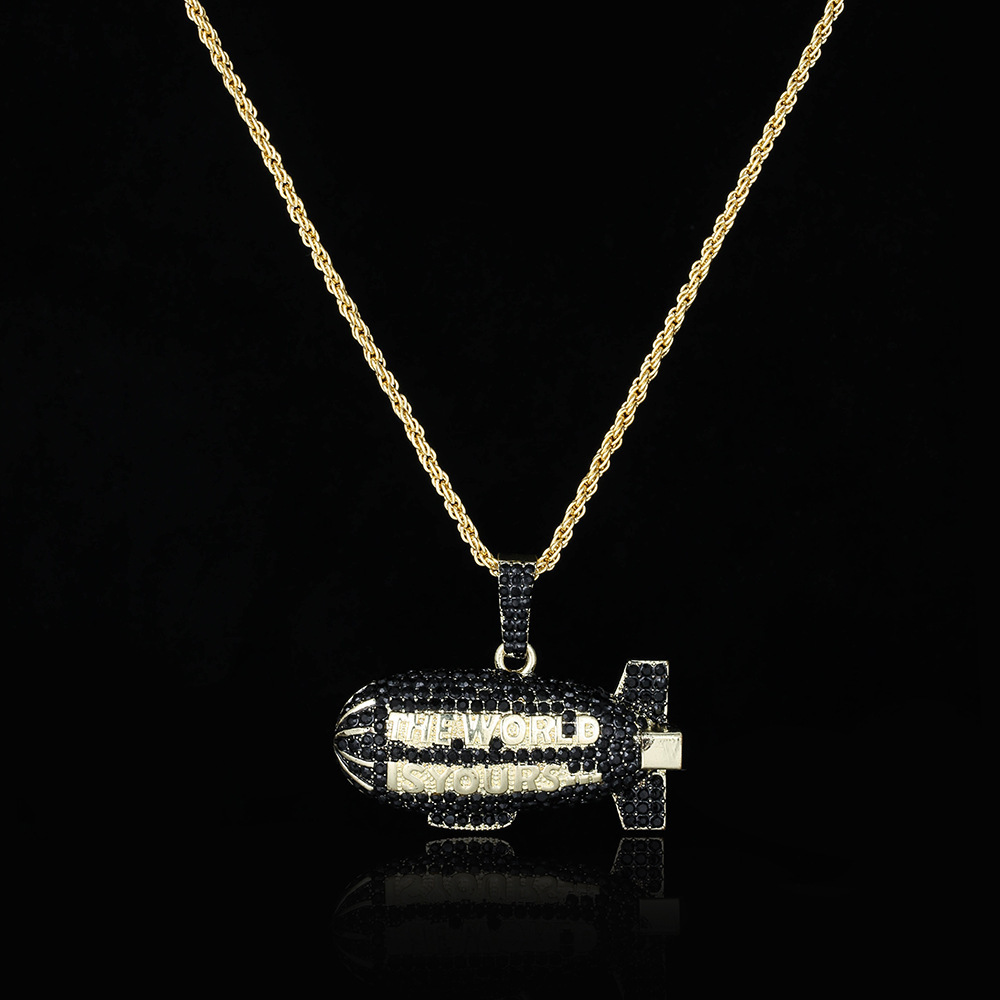 Hip Hop Creative Micro Inlaid Zircon Street Air Airship Pendant