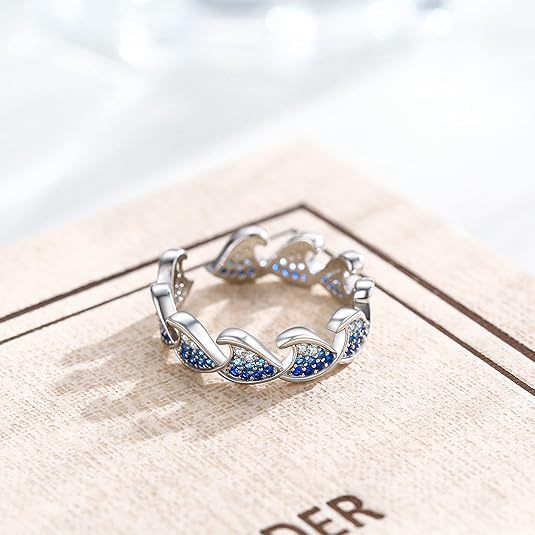 Rhinestone Zircon Wave Ring Fashion Women's Simple