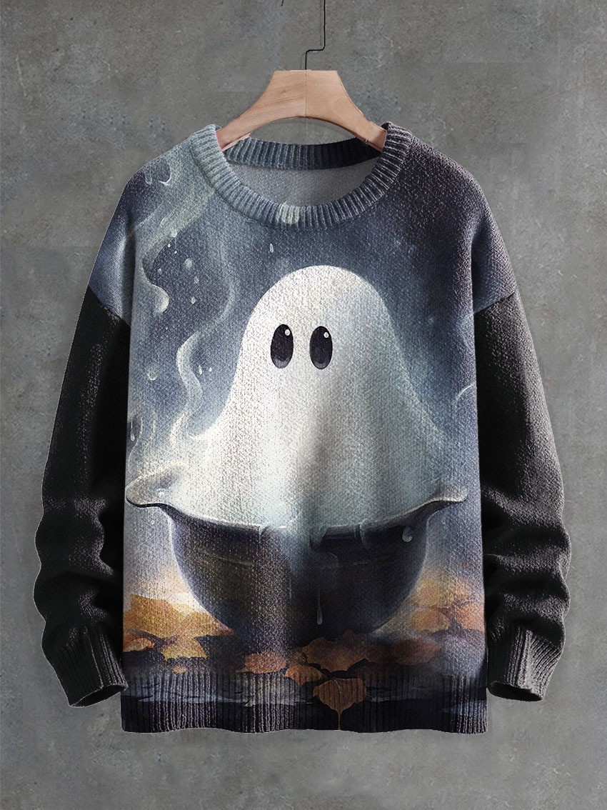 Suéter estampado de terror con patrón de fantasmas - Imagen 15 de 17