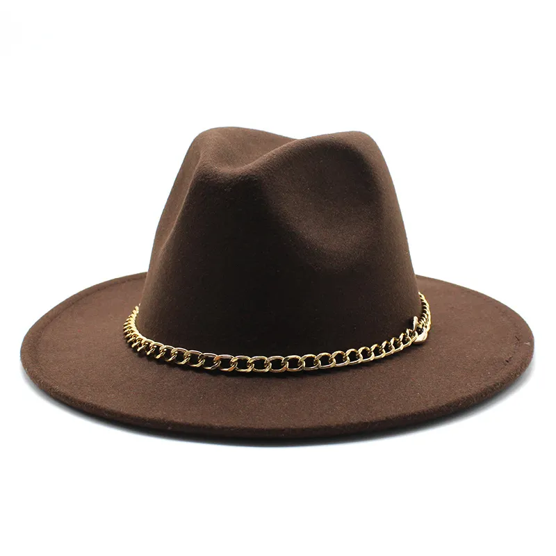 Broad-brimmed Hat Fashion Flat Brim Top Hat Men Women - Dark Coffee Colour