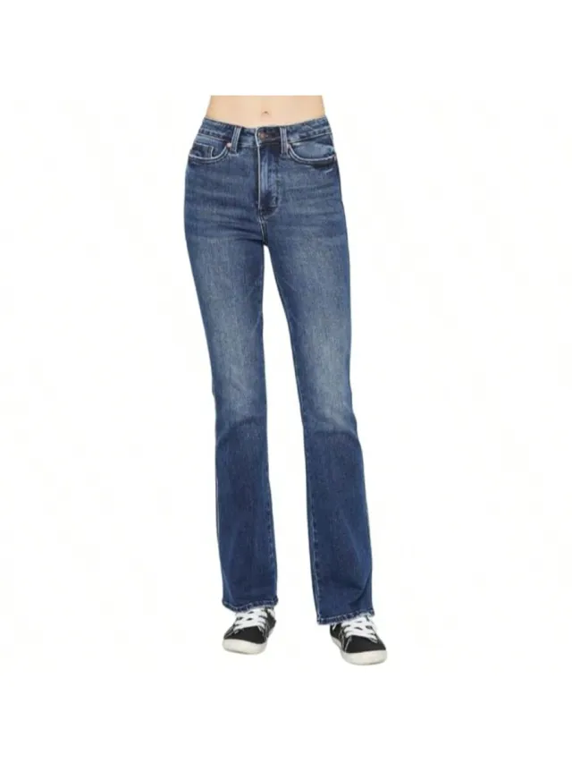 Mid rise Flared Jeans For Women, Vintage Style, High Elasticity And Comfort Dark Blue - Shop at LoveMi