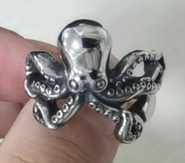 Hip Hop Punk Titanium Steel New Stainless Steel Octopus Skull Ring