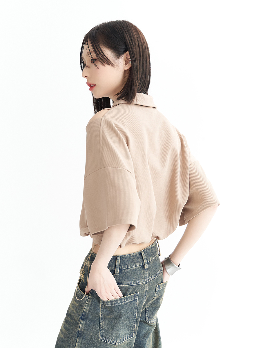 Women's Fake Two-piece Lapel Short-sleeved T-shirt