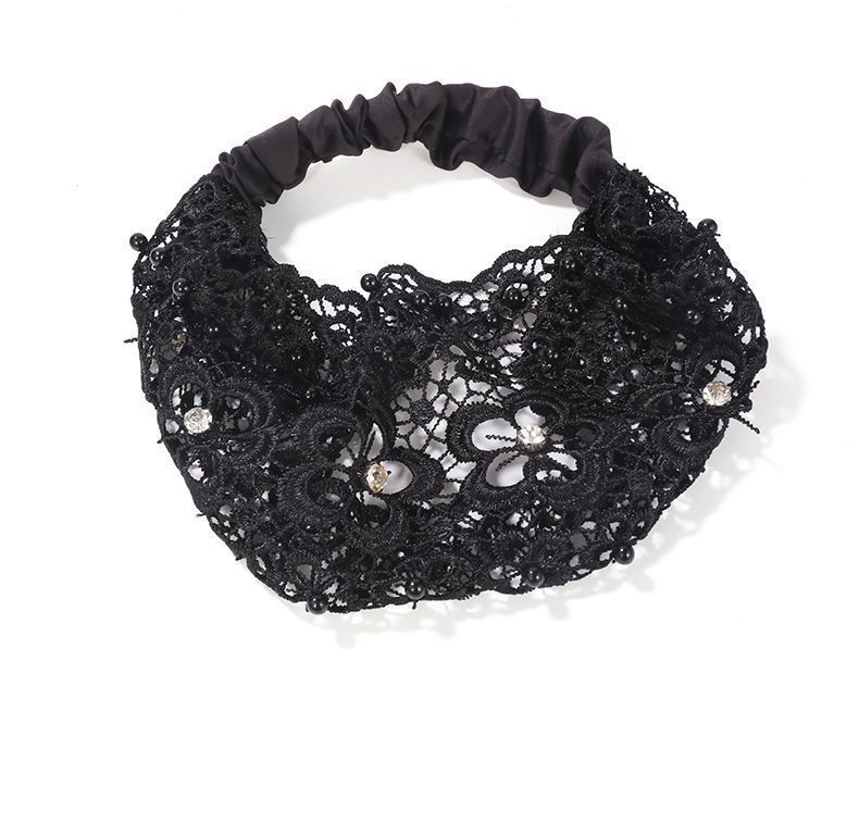 Boho Chic Lace Bandana Headband with Rhinestones