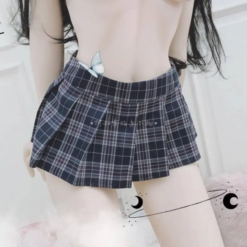 Sexy Women's Unlined Pleated Skirt - Blue