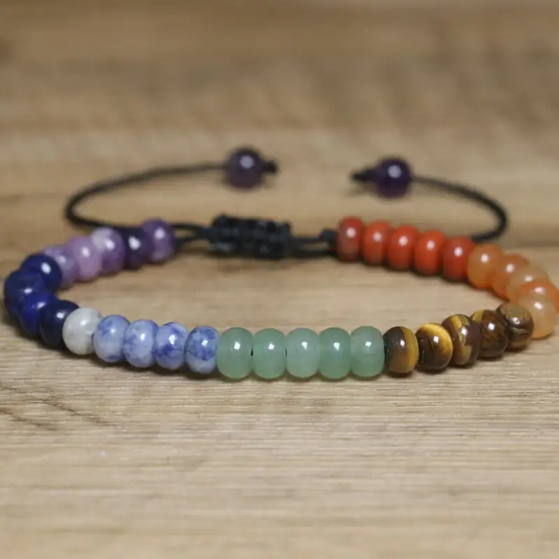 Natural Stone Abacus Bead Colorful Fashion Woven Love Emperor Stone Bracelet