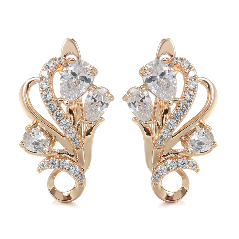 Fashion Design Hollow Flower Zircon Women's Earrings