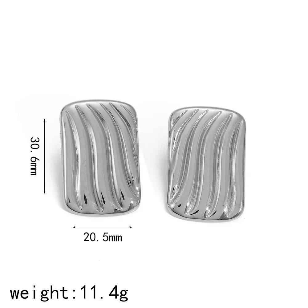 Square Wave Pattern Titanium Steel Ear Studs Female Fashion