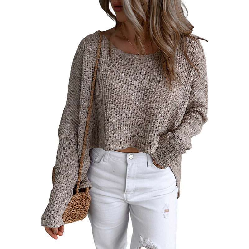 European And American Short Midriff Outfit Slimming Long Sleeve Top Gray - Shop at LoveMi