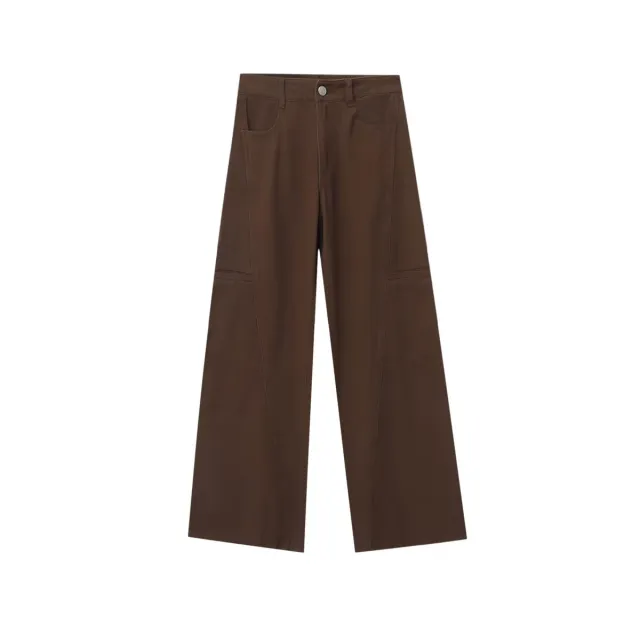 Summer Women's Mid waist Wide leg Straight Jeans Women Dark Brown - Shop at LoveMi