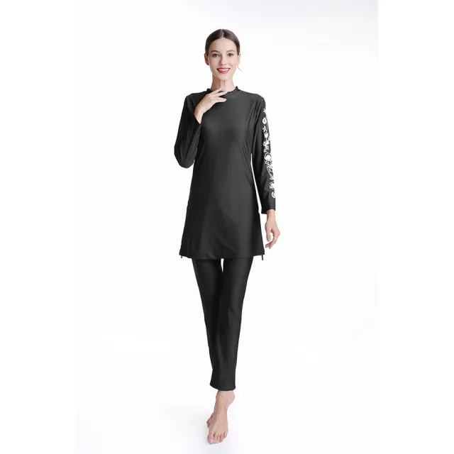 Conservative Printed Swimsuit Beachwear Three piece Suit Black - Shop at LoveMi