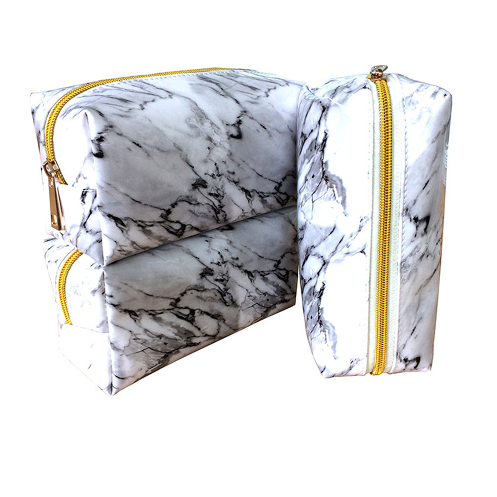 Title 13, New Marbled White PU Cosmetic Storage Bag Keep ...