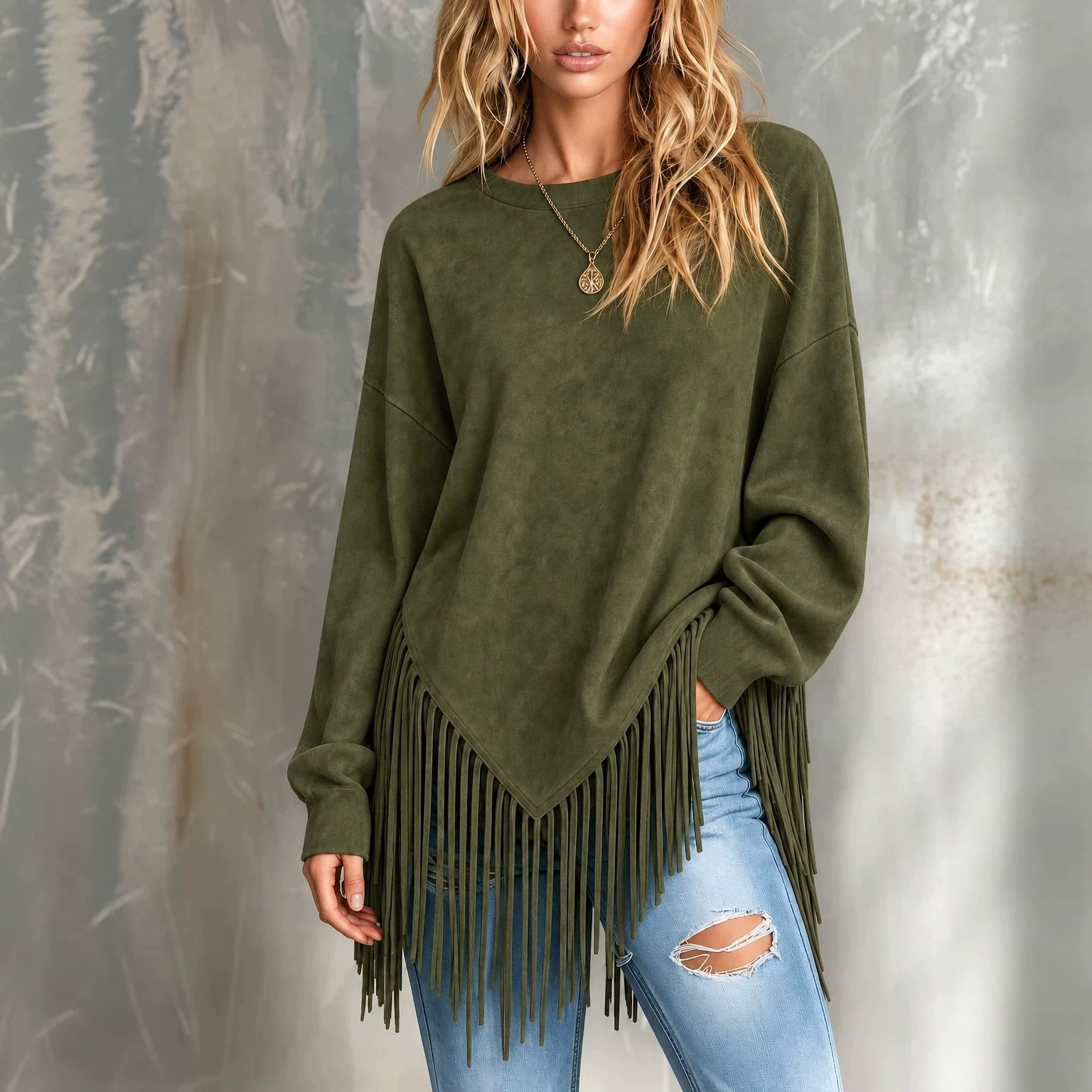 Fashionable Casual Round-neck Long-sleeve Top For Women