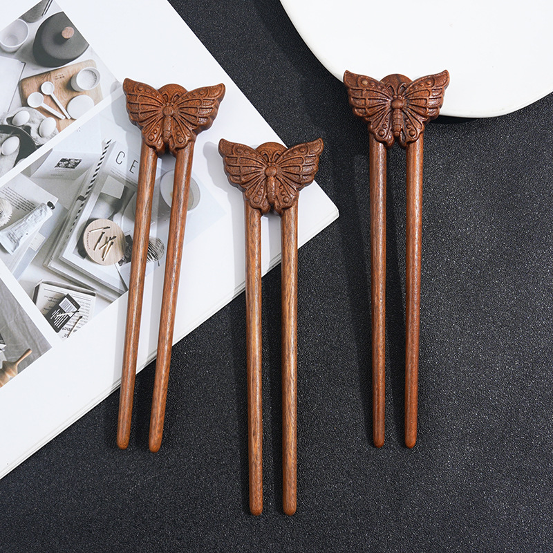 Wooden Women's Chinese Style Headdress Animal Hairpin 3