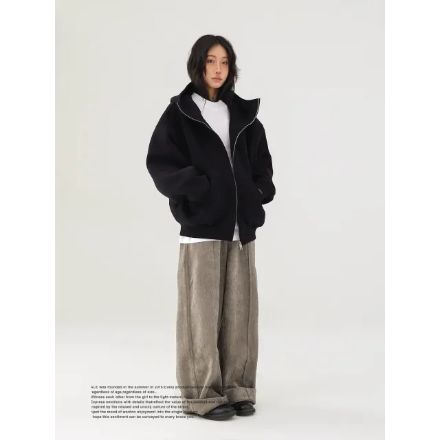 American style Retro Street High grade Profile Hooded Sweater Black - Shop at LoveMi