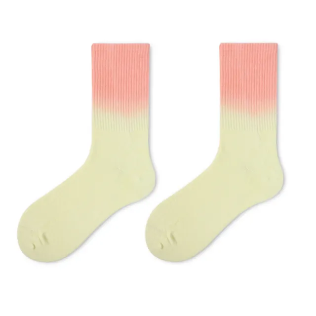 Gradient Tube Socks Tie dye Basketball Athletic Socks Yellow And Pink Gradient - Shop at LoveMi