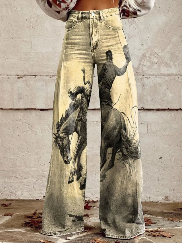 Horn Simulation Denim Trousers Loose Pants For Women Z9 2Xl - Shop at LoveMi