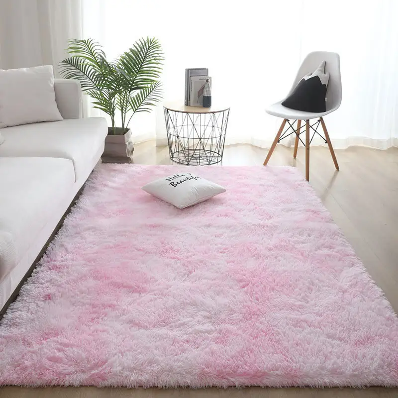 Silk Hair Tie-dyed Carpet Plush Living Room Bedroom