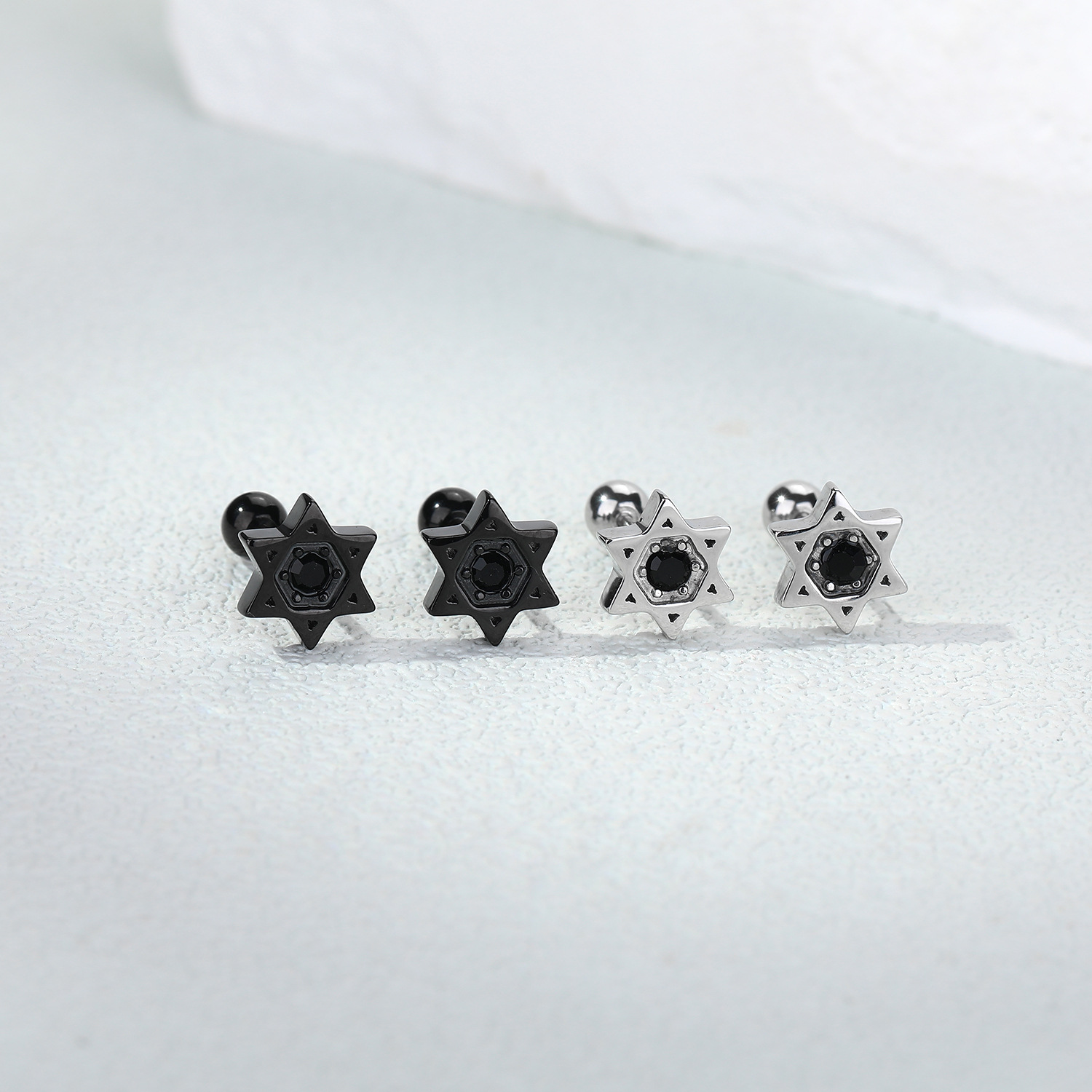 316 Stainless Steel Threaded Six-point Star Stud Earrings