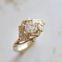 Lady's Simple Brushed Elegance Ring - Gold - View 1