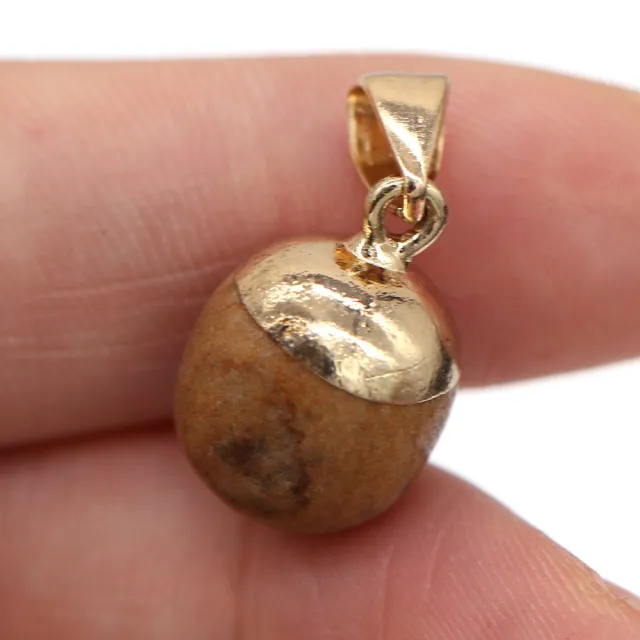 Natural Stone Semi precious Stone Small Bean Shaped Pendant Handmade Necklace Picture - Shop at LoveMi