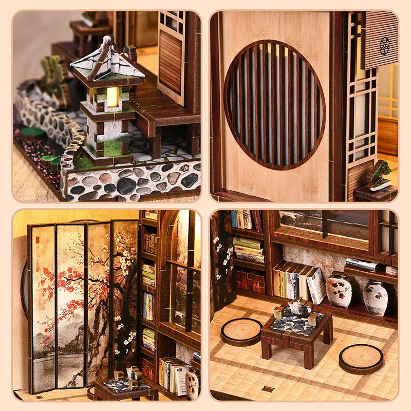 Cottage Moss Lamp And Garden 3D Wooden Assembly Model Toy Miniature Scene Cottage