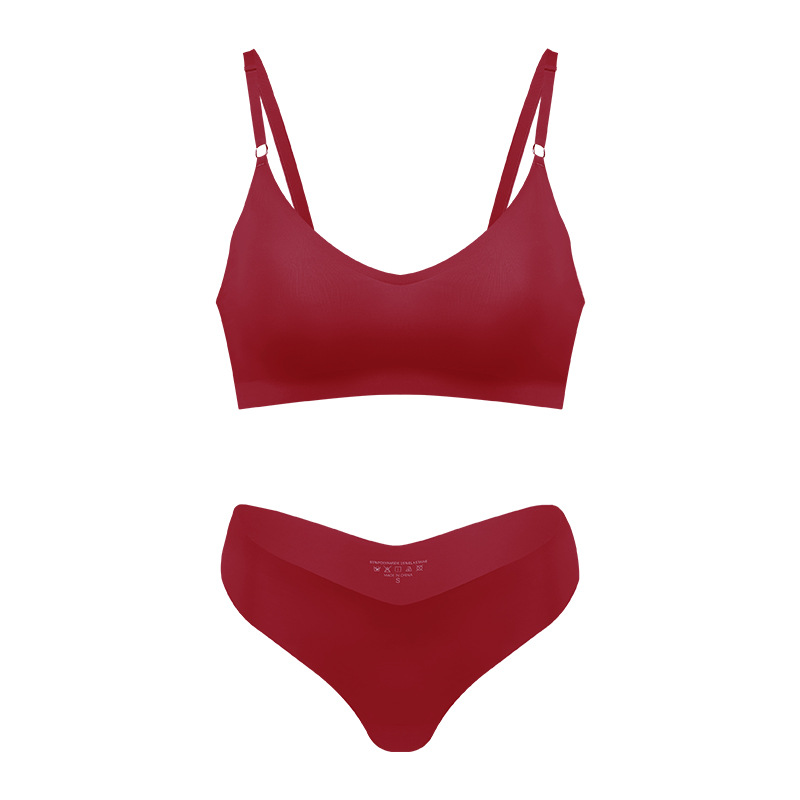 Women's V neck Breathable Underwear Bra Panties Set Wine - Shop at LoveMi