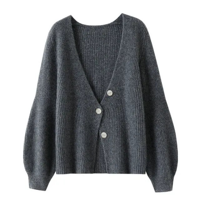 Women's Autumn And Winter New Solid Color Loose Long Sleeves Top Gray - Shop at LoveMi