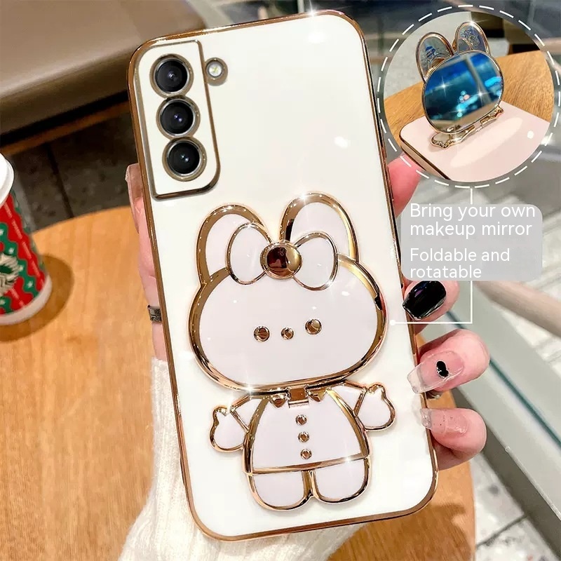 Straight Edge Plating 6D Phone Case S22 Rabbit Makeup Mirror Protective Sleeve - Image 10
