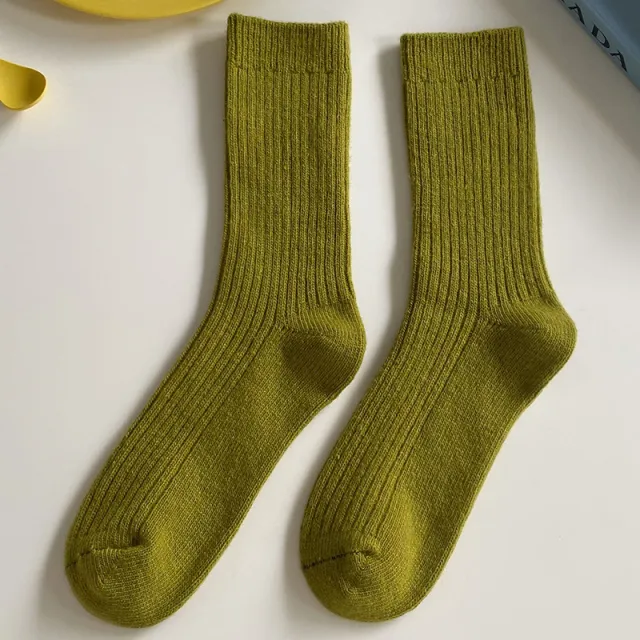 Women's Japanese style Solid Color Wool Socks Autumn Fragrance Green - Shop at LoveMi