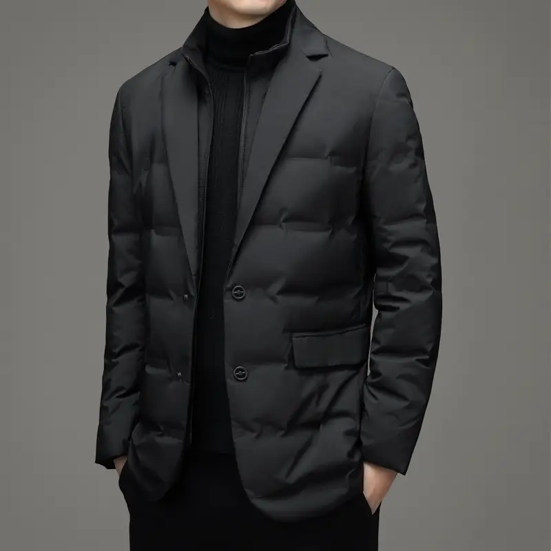 Winter Men's Cold-proof Down Jacket Coat Suit Scarf Collar