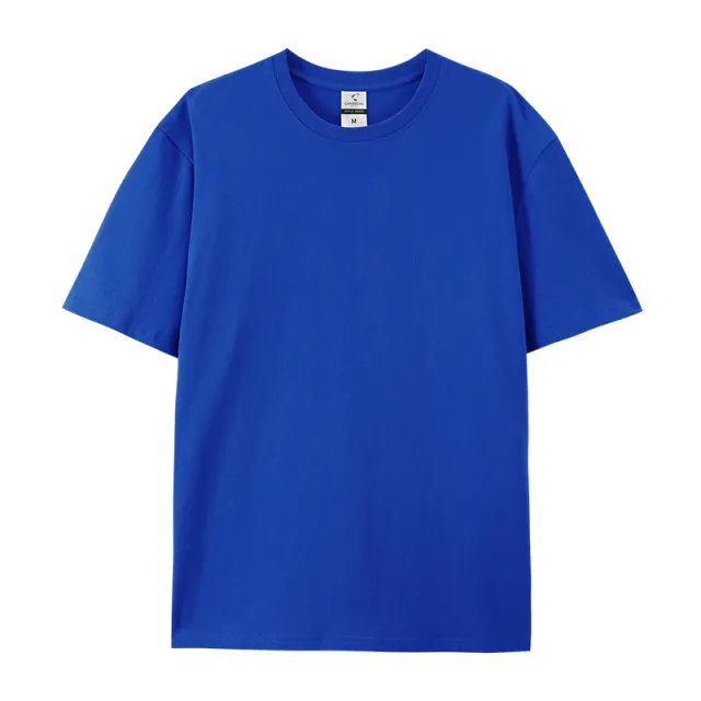 Cotton Round Neck Short Sleeve European And American Sapphire Blue - Shop at LoveMi