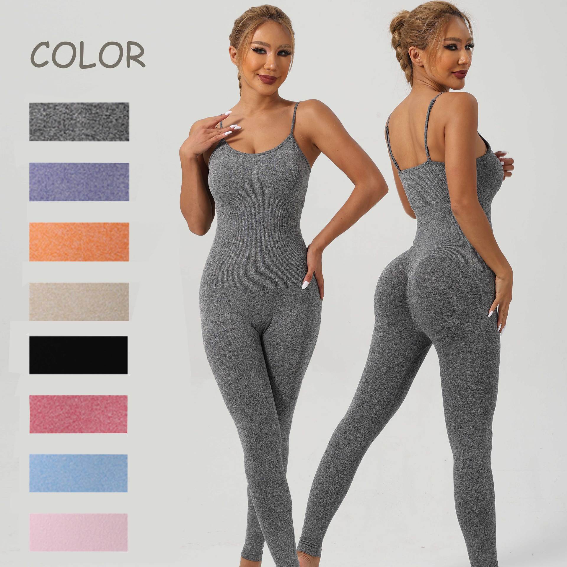 Shapewear Sports Bra Skin-friendly Tummy-control High-sweat Workout Bodysuit Long-style High Elasticity