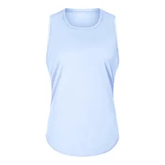 Women's Fitness Running Fashion Bandage Quick-drying Breathable And Loose Sleeveless Blouse - Blue - View 1