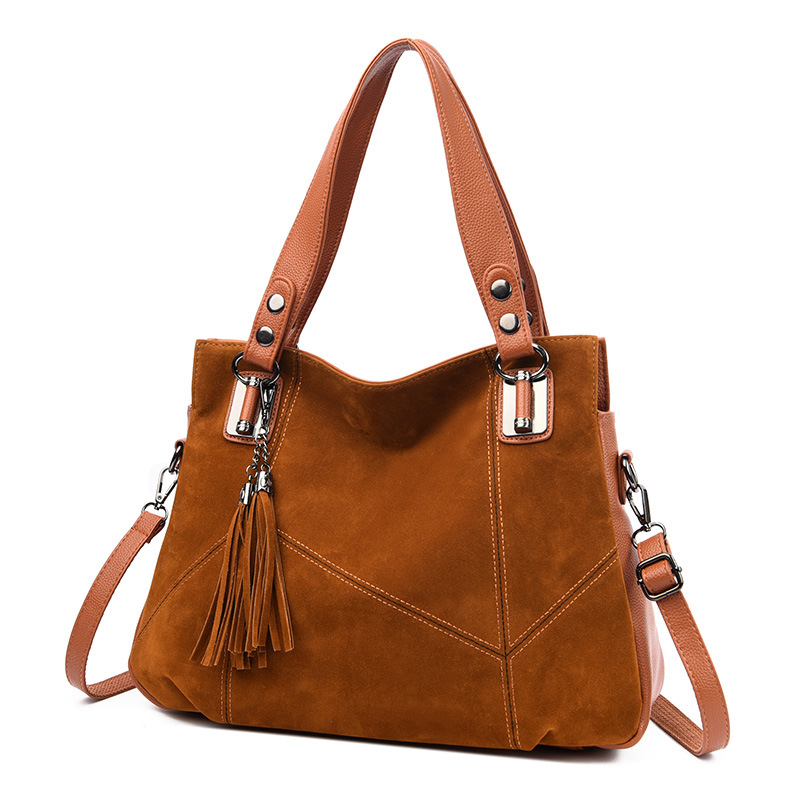 Womens Retro Tassel Zipper Suede Shoulder Crossbody Bag