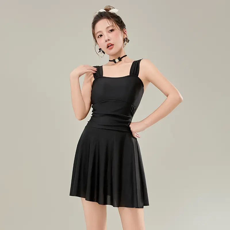 Women's Flat-Cut Skirted Swimsuit - Two Piece Beachwear for Hot Spring and Swimming