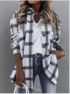 Women's Casual Button Fashion Shirt Coat - White - View 1