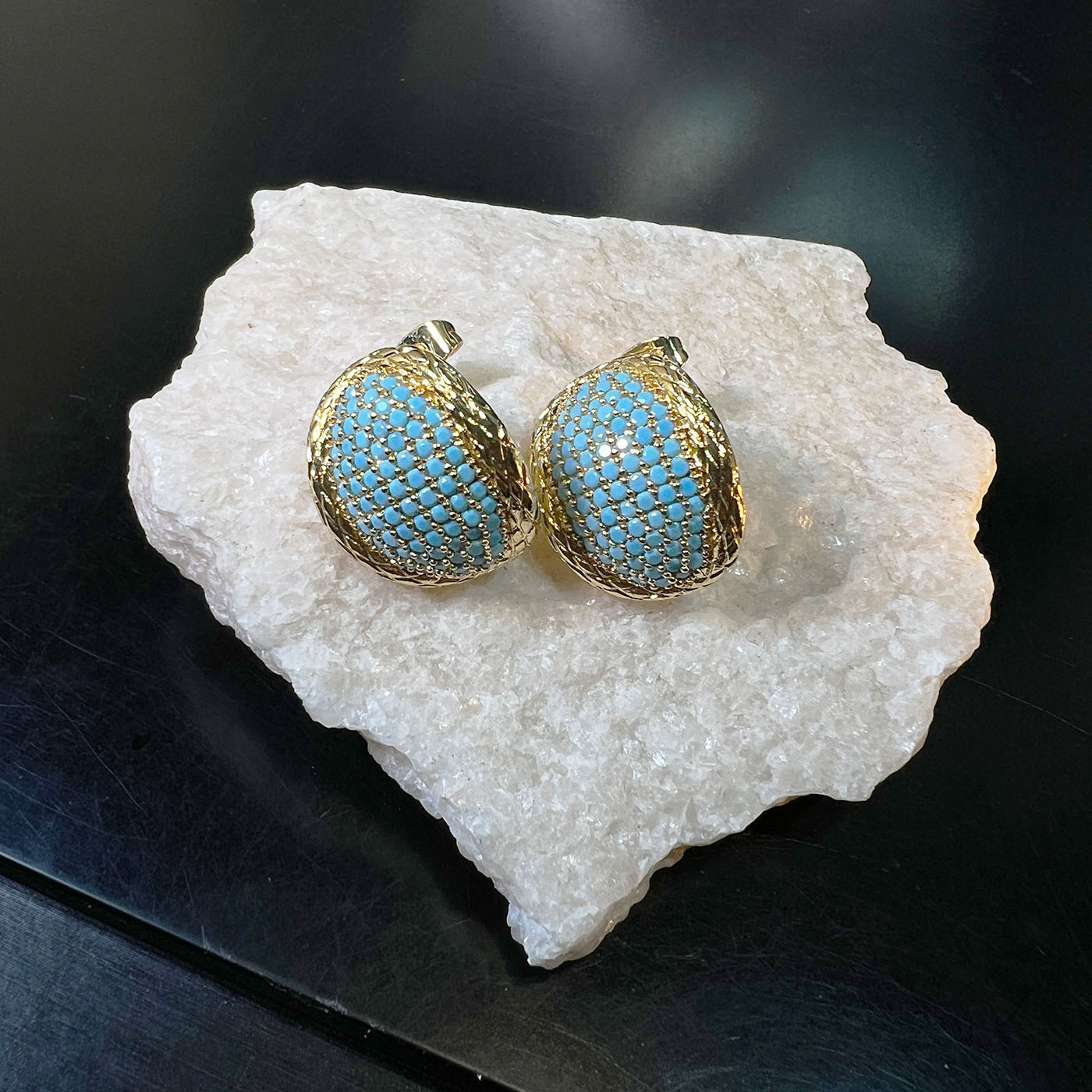 Turquoise Micro-Inlaid French-Style Earrings for Women